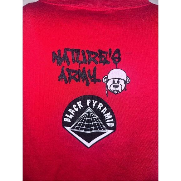 Vintage 90's Black Pyramid Sweater Not Hoodie nature's Army Chris Brown Clothing - Picture 8 of 9